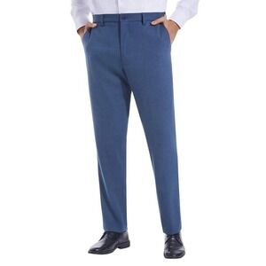 NEW DUCHAMP Men's 38x30 Stretch Waistband Dress Pants Navy Blue Slim Fit